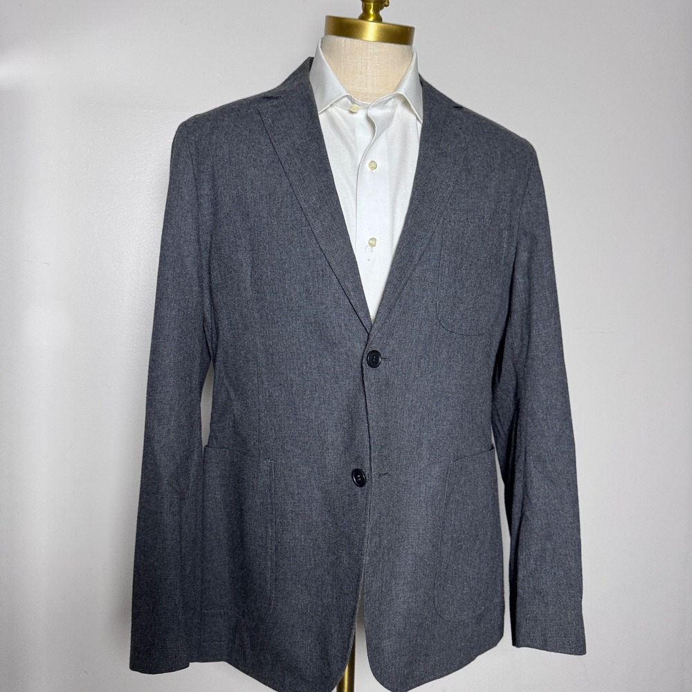 James Campbell Blazer Mens XL Gray Solid Two Button Notch Lapel Sport Coat